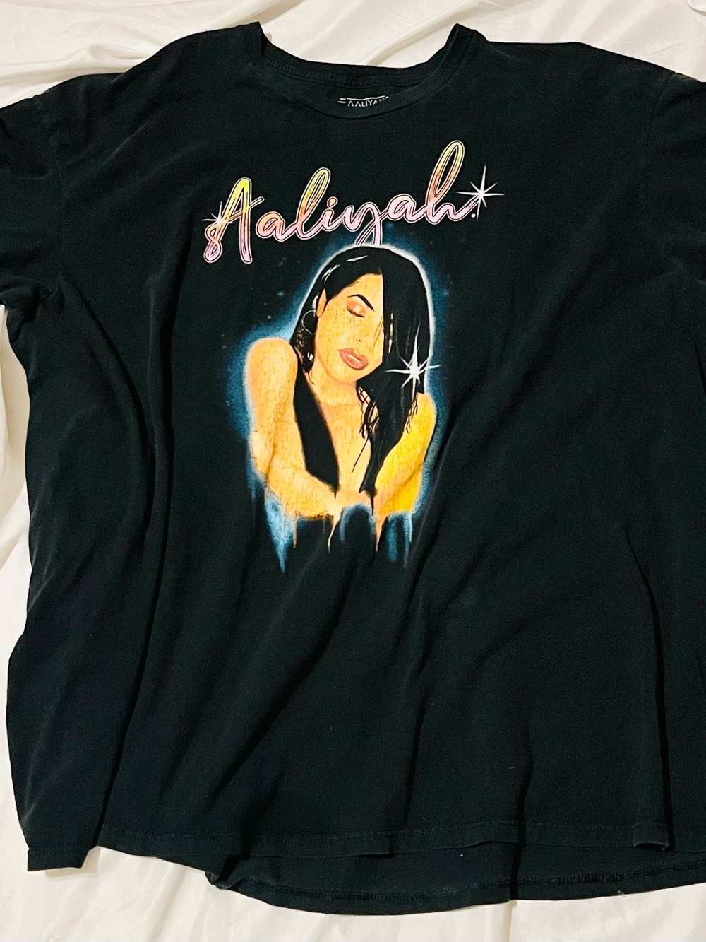 Aaliyah Black Short-Sleeve Graphic Tee XXL